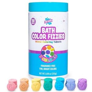 Tub Works® Kleurrijke Badbruistabletten, 150 Stuks | Niet-giftig & Geurvrij | Bruisende, Kleurrijke Tabletten voor in het Bad voor Kinderen | Creëer Leuke Badkleuren | Water Tabletten in 7 Kleuren