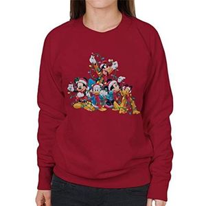 Disney Mickey Mouse & Co Kerstverlichting dames sweatshirt kersenrood, Rode Kersen, L