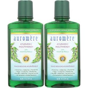 Auromere Ayurvedische mondspoeling, fluoridevrij, alcoholvrij, natuurlijk met neem en veganistisch, 473 ml