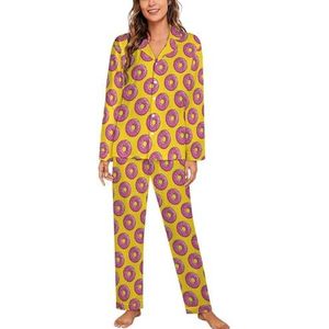 Donut Pyjama Sets met Lange Mouwen Voor Vrouwen Klassieke Nachtkleding Nachtkleding Zachte Pjs Lounge Sets