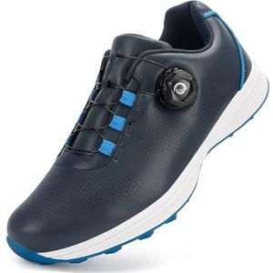 PENXZT Waterdichte golfschoenen zonder spikes voor heren met draaiknop. Golfschoenen ontworpen voor balansprestaties - Golfer Geweldige golfcadeaus,Blauw,39 EU
