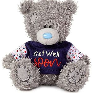 Me to You Tatty Teddy Get Well Soon 10cm Pluche Beer - Officiële Collectie Me to You, Grijs, Wit, Blauw, 4