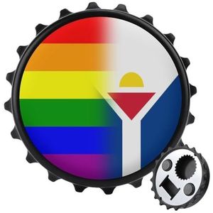 LGBT Pride Franse Saint Martin vlag magnetische flesopener gepersonaliseerde bieropener flesdop koelkastmagneten voor thuis keuken zwarte stijl