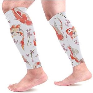 EZIOLY Regenboogkarpers Sport Kalf Compressie Mouwen Been Compressie Sokken Kalf Guard voor hardlopen, Fietsen, Moederschap, Reizen, Verpleegkundigen