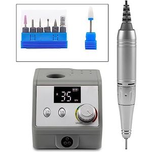 Elektrische nagelvijl, 35000 RPM draagbare standaard elektrische nagelboormachineset, draadloze boormanicure pedicure nagelpolijstmachine voor zowel natuurlijke als kunstnagels (Color : Gris, Size :