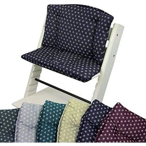 BambiniWelt zitkussenset voor Stokke Tripp Trapp hoge stoel 2-delig zitkussen bekleding vervangingskussen sterren (sterren marine) XX