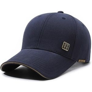 Lente en herfst Hard Cap Baseball Cap Outdoor Casual Hat Simple Cap, marineblauw, verstelbaar