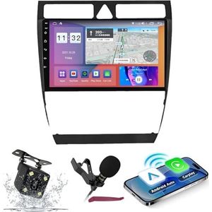 Android 14 Autoradio Navi voor A-udi A6 S6 (1999-2004) 9 ""Schermradio met draadloze carplay Android Auto GPS Navigatieondersteuning Bluetooth 5.0 HIFI FM 5G-WiFi SWC MIC-camera,M200s