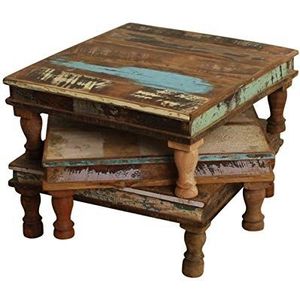 STUFF Loft Bijzettafel Bajot bloementafel decoratieve tafel van gerecycled oud hout Shabby-Vintage Color in verschillende maten