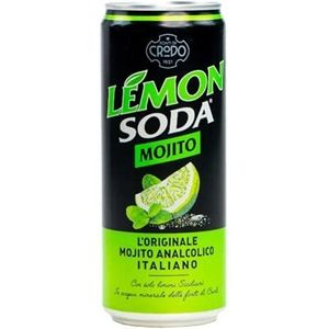 Lemon Soda Mojito Limonade (24 x 330 ml) van Crodo - alcoholvrije limoenade - natuurlijke aroma's - limoensap uit Zuid-Italië - verfrissend fruitig - cocktail alcoholvrij - wegwerp blik
