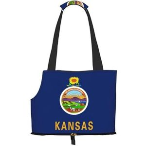 Kansas State Flag print Huisdieren Honden Draagtassen Puppy Carrier Hond Wandeltassen voor kleine Honden en Kat en Konijn