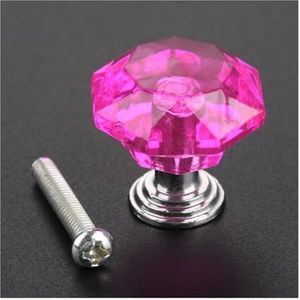ORAMAI 24 mm elegante diamanten kristallen kastdeurknop ladekast kledingkast trekgreep transparante meubelen miniknoppen en handgrepen (Color : Rose Red Knob)