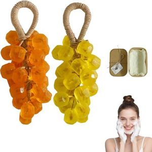 Druivenzeep, druivenzeep aan een touw, decoratieve handgemaakte kristallen druiven for het wassen van frisse lucht, langdurige geur, milde reiniging, kerstcadeau for mannen en vrouwen(D)