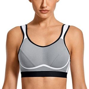 SYROKAN - High Impact Support Wirefree Bounce Control Plus-maten Workout-sportbeha Voor Dames Donker grijs 85E