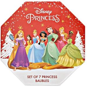 Disney Princess Set van 7 glitter gekleurde acryl kerstballen