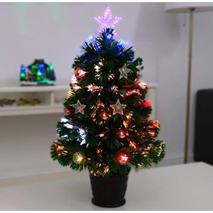 Christmas Concepts® 2FT Green Fiber Optic kerstboom met sterren en ballen en zwarte basis