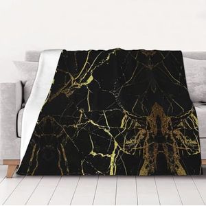 Gezellige Zwart Goud Marmeren Deken Gooi Veelzijdige Zachte Warme Deken Flanel Plaids voor Sofa Bank Multi Maten