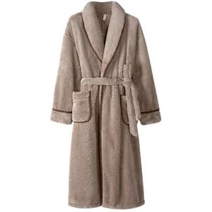 Koraal Fleece Dikke Warme Pyjama Flanel Paar Robe Heren Ochtendjas Lange Ochtendjas Lange Robe,Brown-XXL