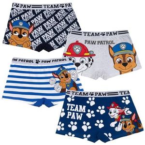 PAW PATROL Set van 4 boxershorts voor jongens, onderbroeken met verschillende motieven, blauw-wit, 92-98
