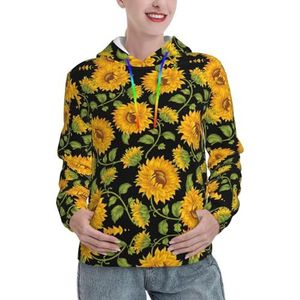 Kfjghhl Zonnebloem Patroon Trui Hoody Hooded Top Hoodie Heren Dames Hooded Sweatshirt Volwassen Unisex Werkkleding Gift, Zwart, S