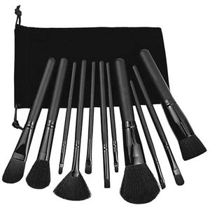 YOUDING Make-up borstel, 11 stuks houten handvat gezicht contouren borstels, borstels poeder contour, blush volledige gezicht oogborstel voor vloeibare crème, reizen cosmetica borstels set