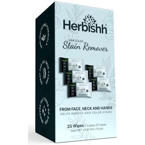 Herbishh Haarkleurvlekkenverwijderaar, zachte formule voor kleurreiniging, gemakkelijk schoon te maken, reisverpakking met 5 doekjes, veilig en huidvriendelijk, verpakking van 5 stuks