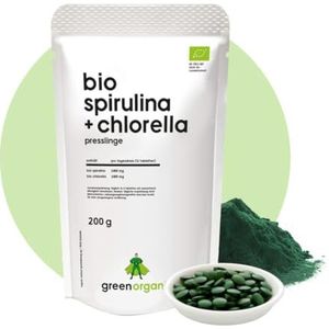 Bio Spirulina + Chlorella - 400 tabletten 200 g - 500 mg per tablet - Plantensis en vulgaris algen - hoge dosis - persen - gecontroleerde biologische teelt (200 g, Spirulina + Chlorella)