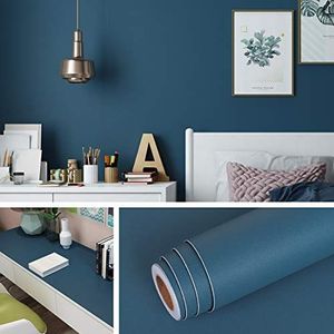 Livelynine 40 cm x 5 m meubelfolie zelfklevend behang petrol blauw kleeffolie turquoise wandbehang decoratieve folie voor meubels kinderkamer kinderen keukenkasten kast woonkamer deur vensterbank afwasbaar