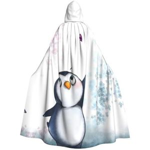 Bxzpzplj I Love Pinguins Print Hooded Mantel Volwassenen, Carnaval Heks Cosplay Gewaad Kostuum, Carnaval Feestbenodigdheden, 185cm
