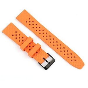 INEOUT Nieuwe Fluor Rubber Watch Strap Drie Dimensionale Honingraat Design Quick Release Horlogeband Horloge Accessoires Compatibel met 18mm 20mm 22mm (Color : Orange black buckle, Size : 22mm)