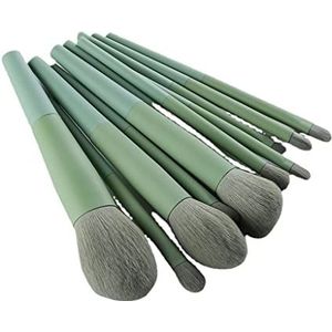 Make-upborstels, Blush-borstel, Make-upborstelset, Make-upborstels, 11 STKS Lichtgroene dagelijkse make-upborstelset Complete set Cosmetica Schoonheid Foundation Oogblushborstel Make-upborstelgereedsc
