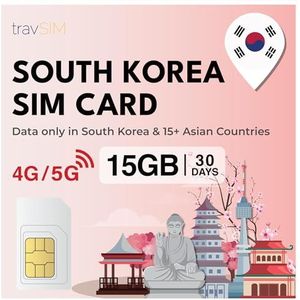 travSIM SIM-kaart voor Zuid-Korea, 15 GB mobiele gegevens, gebruik voip-apps zoals Whatsapp en Messanger om berichten te verzenden, gesprekken te voeren. De SIM-kaart voor Zuid-Korea is 30 dagen
