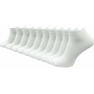 GAWILO Sneakersokken voor dames van 100% puur katoen (6 paar | 10 paar) | korte sokken zonder drukkende naad over de tenen, wit | 10 paar, 35-38 EU