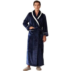 LPHFDCS Badjas Volwassen Badjas Sjerpen V-hals Gewaad Flanellen Pyjama Voor Mannen En Vrouwen Paar Gewaden Zakken Lange Mouw Nachtjapon Nachtkleding, Mannen Blauw, XL (55-75kgs)