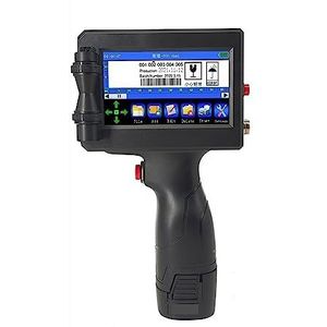 Mini Inkjet Printer 12,7 mm intelligente handheld printer, code qr code logo touchscreen, gratis codering sneldrogende inkjetprinter instelbare afdrukhoogte(Machine with 1ink)