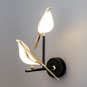 Wall Lamp Bird Wall Light LED Wall Sconce Lighting with Switch Creative Magpie Wall Mount Lights Bedside for Living Room Bedroom Decor (Color : Warm light, Size : 2 lamps)