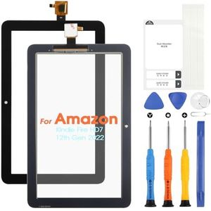 voor Amazon Kindle Fire HD7 12e generatie 2022 touchscreen voor Kindle Fire HD 7 12e generatie aanraakscherm glazen paneel met reparatie kit (zwart, geen lcd-scherm)
