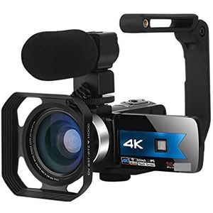 Videocamera Vlogcamera Recorder Volledige 4K UHD Streaming Camcorder Professionele Digitale Camera's 56MP Outdoor Video Recorder Vlog Knit IR Nachtzicht(128G SD Card,BLUE)
