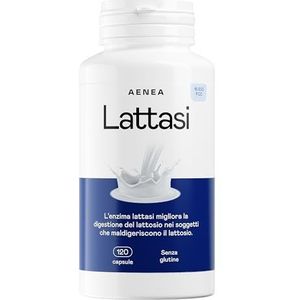 Aenea Lactase-tabletten met onmiddellijke werking 16500 FCC, 120 Cpr, enzym lactase met hoge dosering voor lactose-intolerantie, lactose-tabletten voor spijsvertering, gemaakt in Italië en veilig