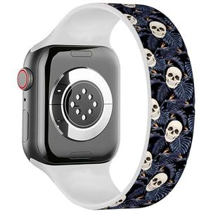 Solo Loop band compatibel met alle series Apple Watch 38/40/41mm (Gothic Skulls Flowers) rekbare siliconen band band accessoire, Siliconen, Geen edelsteen