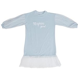 Kinderen kleden zich veilig Huidvriendelijke meisjes kleden Modieuze elegante letters afdrukken Dagelijkse kleding voor thuis Reizen voor schoolactiviteiten voor feestbijeenkomsten(Lichtblauw, 160cm)