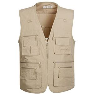Hwalleum Heren Outdoor Casual Vest, Heren Zomer Lichtgewicht Multi-Zakken Vest Mannen Ademend Sneldrogend Multifunctionele Plus Size Outdoor Gilets voor Werk Reizen Vissen Jacht Fotografie Camping,