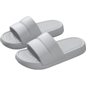 UBOHUZ Vrouwen Zomer Slippers Effen Kleur EVA Dikke Zachte Zool Comfortabele Slippers Outdoor Indoor Antislip Voor Badkamer, Zwembad, Grijs, 42-43