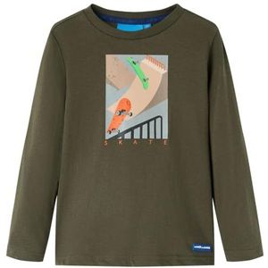 Kindershirt met lange mouwen 104 kakikleurig, kinderkleding, jongenskleding, hippe kinderkleding, kinderkled, meisjeskleding, leuke kinderkleding