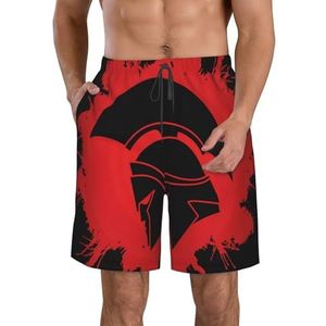 JIAWUJYNB Spartan Warrior-zwemshort met helmprint voor heren, lichtgewicht, sneldrogend trekkoord zwembroek met zakken, Wit, L