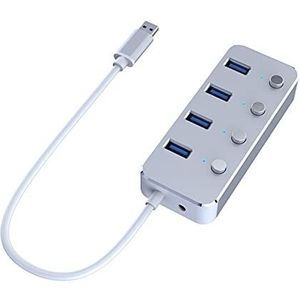 LESANGBAIHUODIAN USB HUB Hoge snelheid Multi USB 3.0 Splitter Aluminium Meerdere Expander HUB-adapter met schakelaar Fit voor laptop PC-accessoires (Color : Silver)