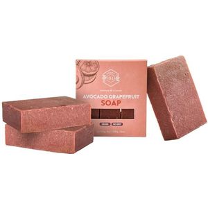 Crate 61 Avocado Grapefruit Soap 3 Pack, 100% Vegan Cold Process, geparfumeerd met premium essentiële oliën, voor mannen en vrouwen, gezicht en lichaam. ISO 9001 gecertificeerde fabrikant