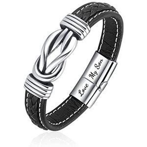 Armband - Gevlochten Leren Armband Voor Heren - Inspirerend Cadeau