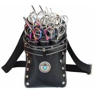 Adorila Kapper Schaartas, Lederen Salon Kapper Schaar Taille Pouch, Haar Stylist Gereedschap met Taille Schouderriem (zwart)