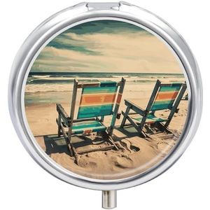 Pillendoos 3 Compartiment Kleine Pil Case voor Portemonnee & Pocket Strandstoelen Ronde Pillendoos Leuke Vitaminen Visolie Supplementen Olie Opbergdoos Draagbare Pil Containe Reizen Gift